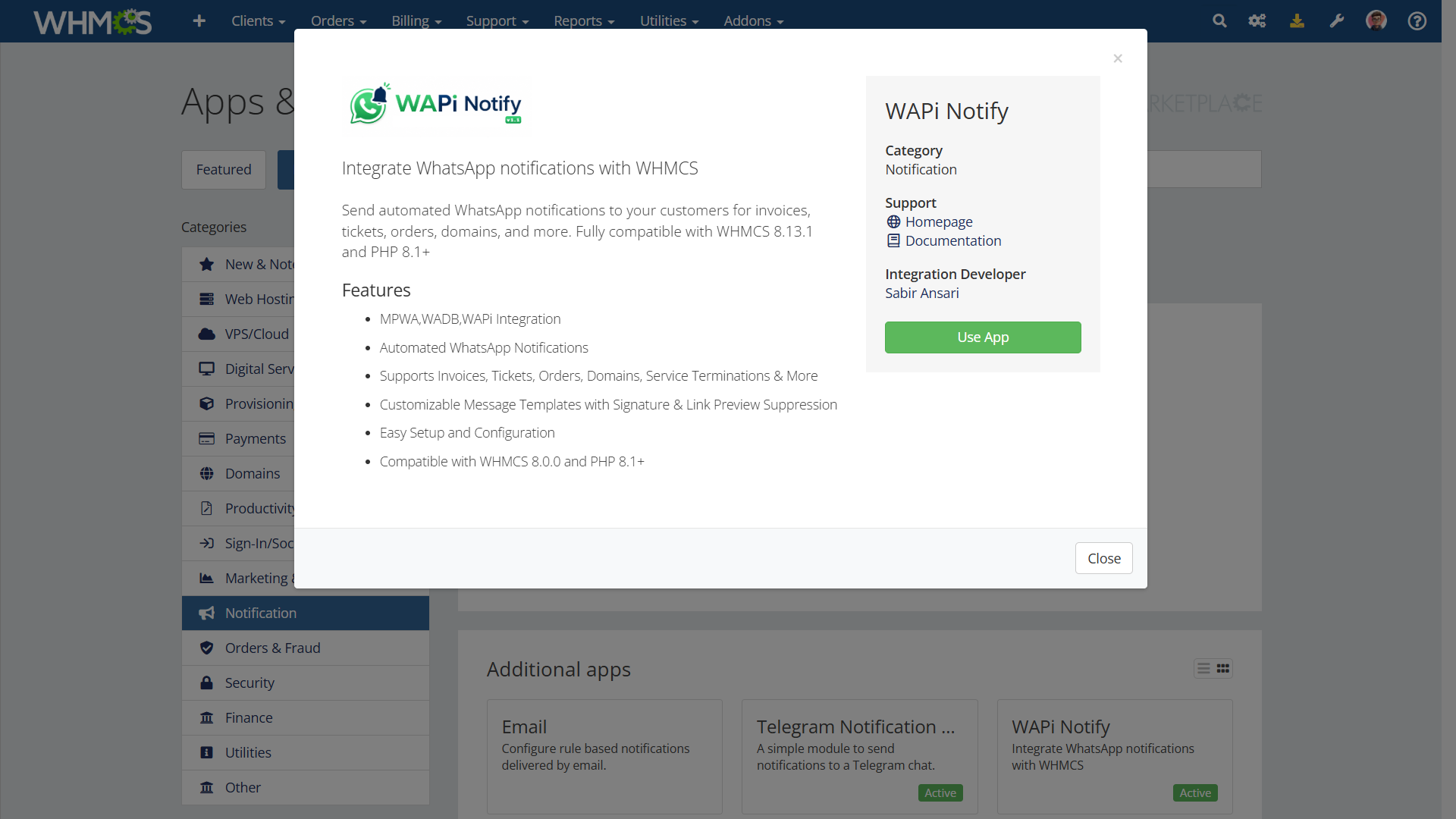 WAPi Notify Module Overview