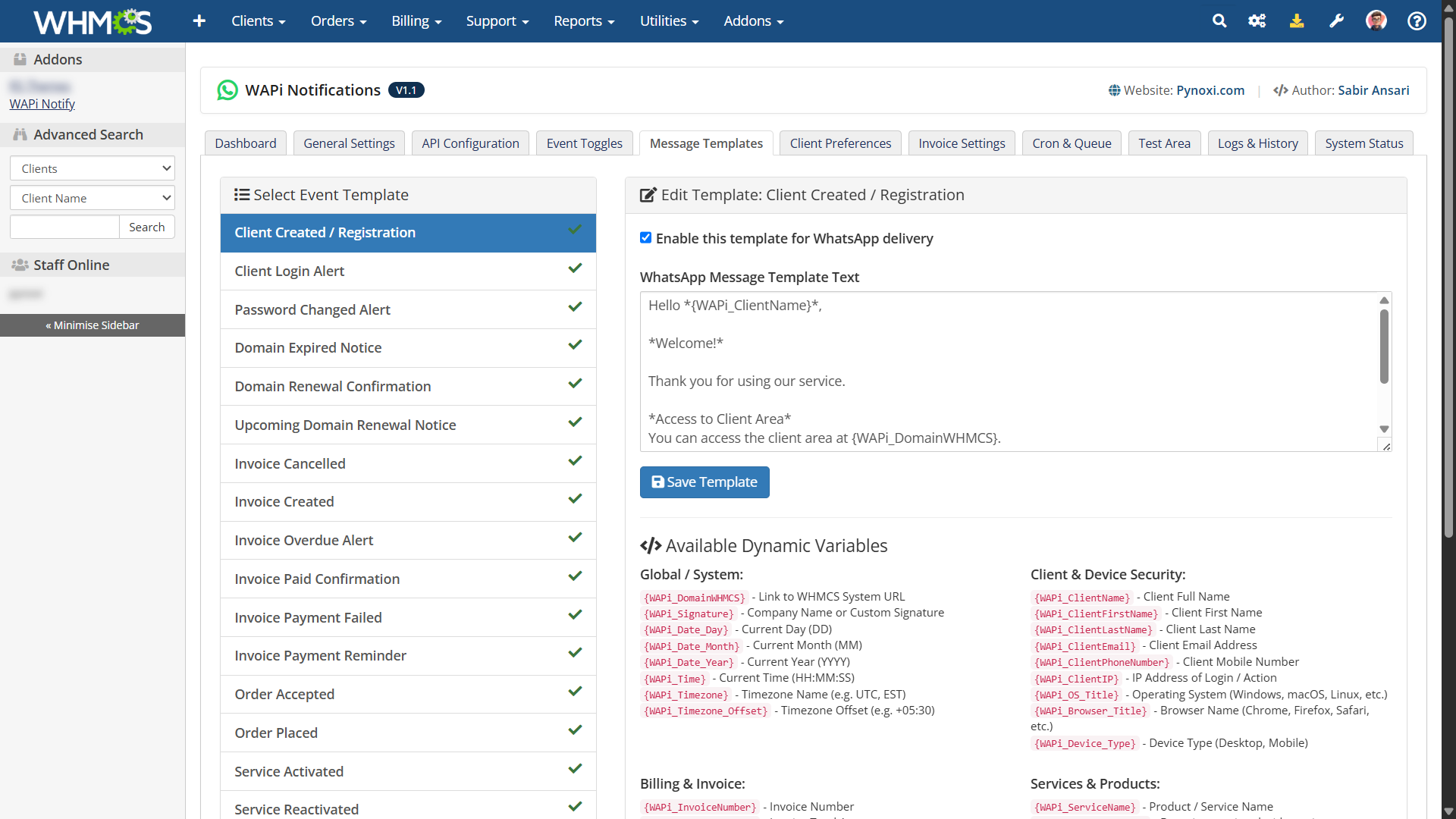 Dynamic Message Templates Interface