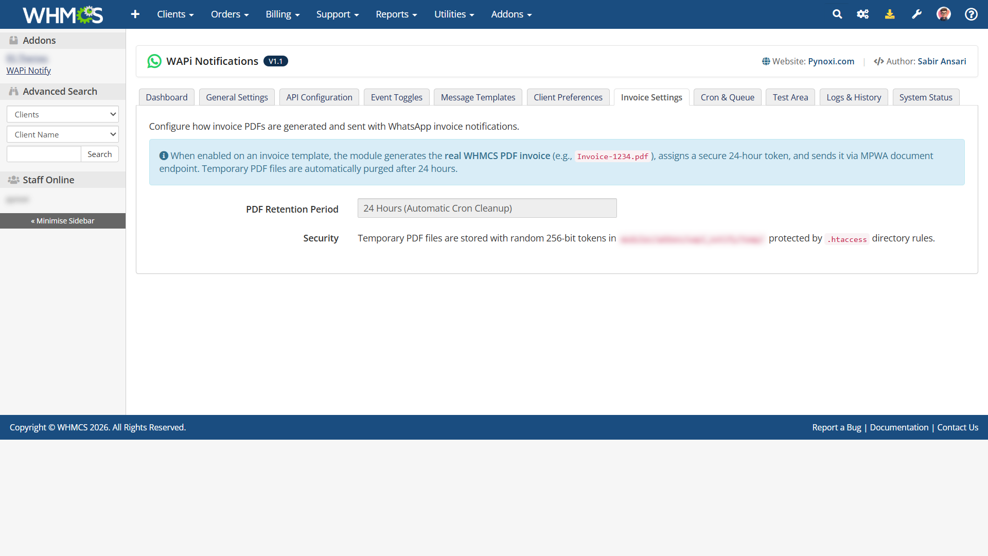 PDF Invoice Attachment Settings